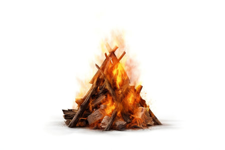 Bonfire on a white Backgroundの素材