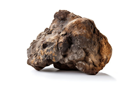 Mountain Boulder Rock with Clay Ore on white Background in Natural Environmentの素材