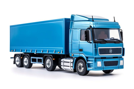 Blue Cargo Truck on white Backgroundの素材