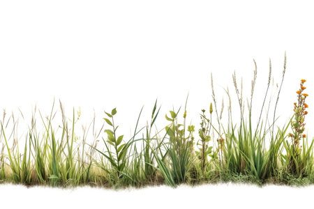 Meadow Grass Row on white Backgroundの素材