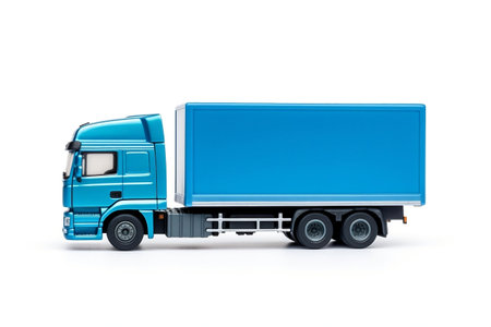 Blue Cargo Truck on white Backgroundの素材