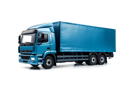 Blue Cargo Truck on white Backgroundの素材