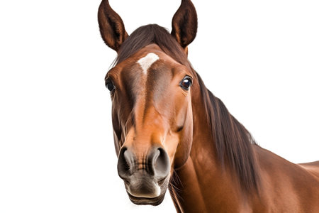 Face Shot of a Horse on white Backgroundの素材