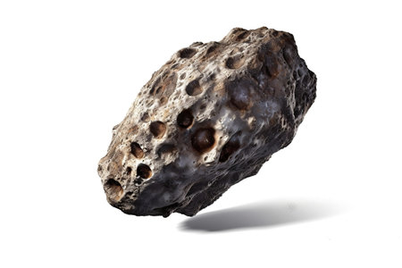 An isolated asteroid on a white backgroundの素材