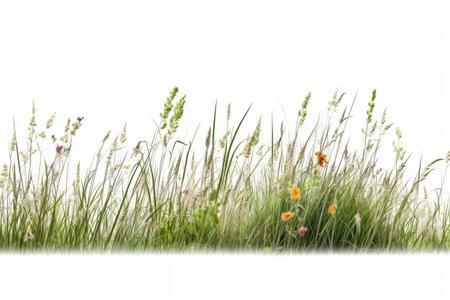 Meadow Grass Row on white Backgroundの素材