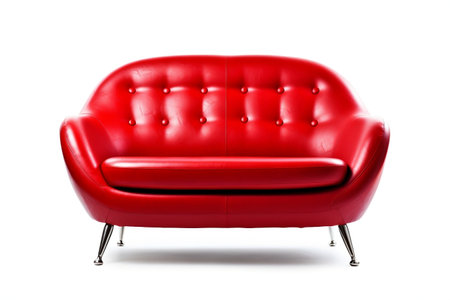 Red vintage couch isolated on white backgroundの素材