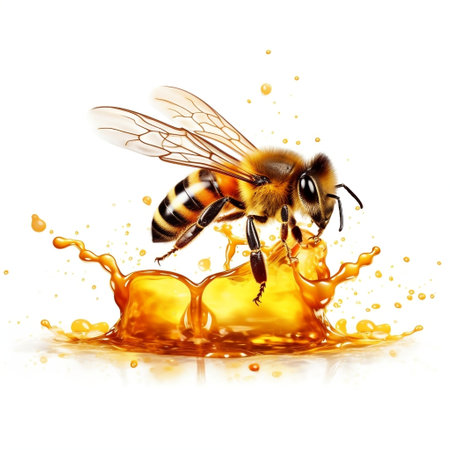Bee with Juicy Honey on white Backgroundの素材