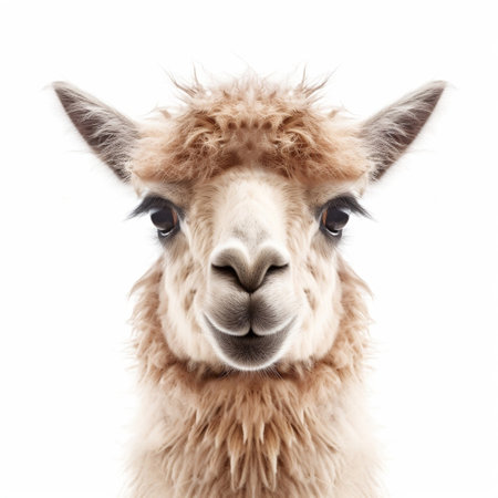 Llama head isolated on white backgroundの素材