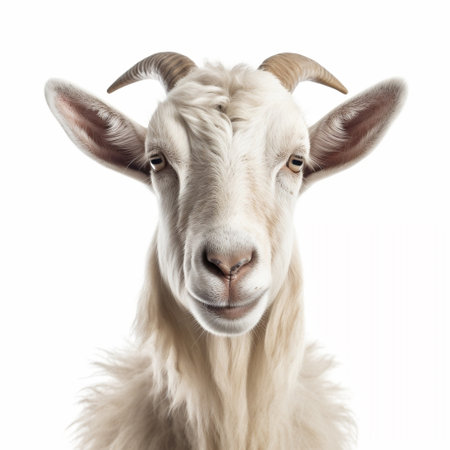 Isolated Goat Face Shot on white Backgroundの素材