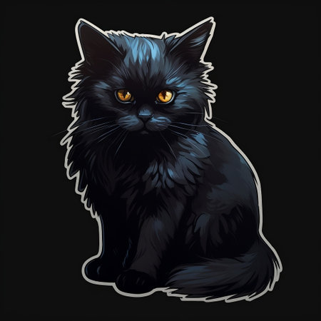 Cat Sticker on black Backgroundの素材