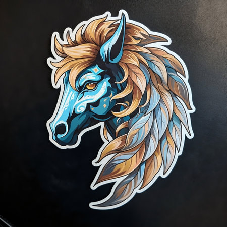 Pegasus Face Sticker on black Backgroundの素材