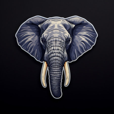Elephant Face Sticker on Black Backgroundの素材