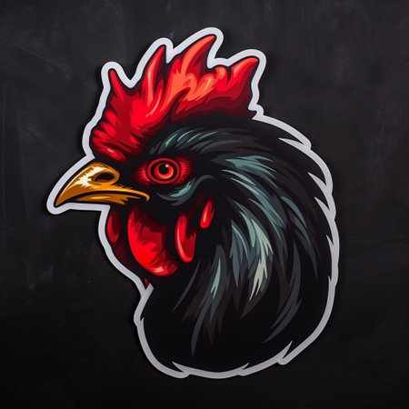 Chicken Sticker on Black Backgroundの素材