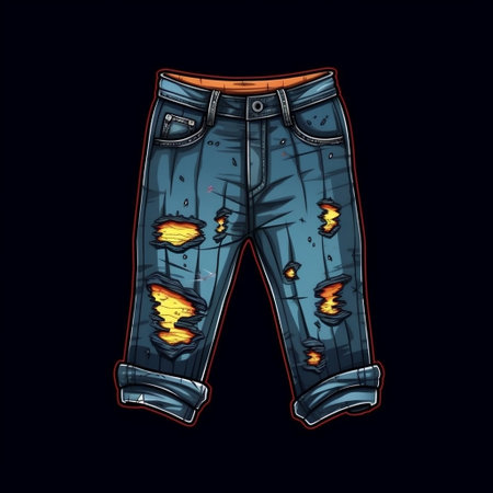 Cartoon Jeans Sticker on black Backgroundの素材