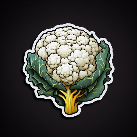 Cauliflower Sticker on black Backgroundの素材