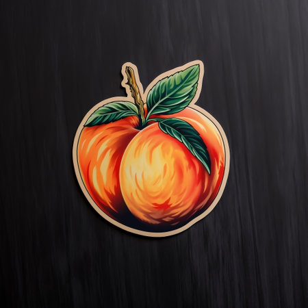 Peach Sticker on Black Backgroundの素材