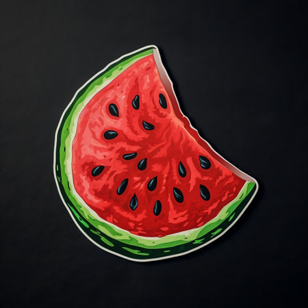 Watermelon Sticker on Black Backgroundの素材