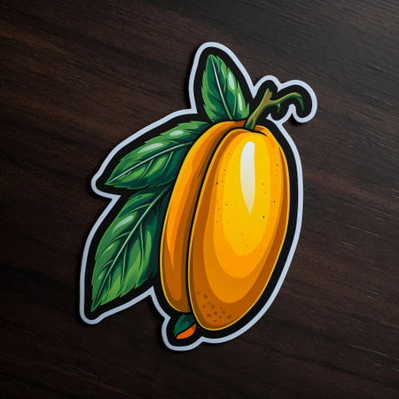 Mango Sticker on Black Backgroundの素材
