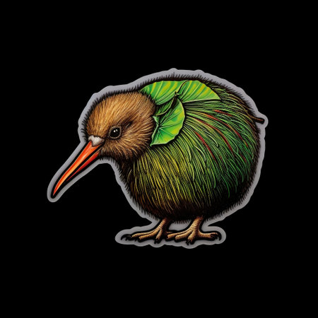 Kiwi Sticker on Black Backgroundの素材