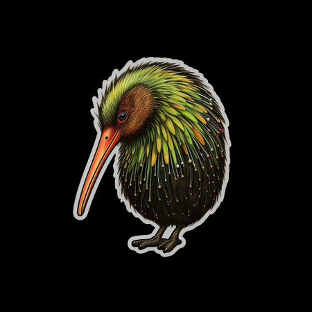 Kiwi Sticker on Black Backgroundの素材