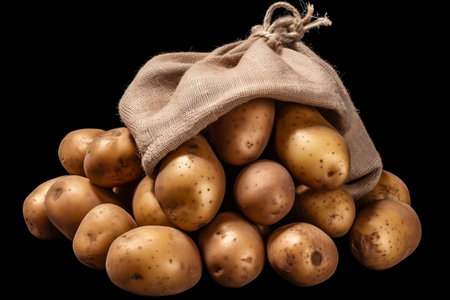 Transparent Background of Potatoes in a Bag. AIの素材