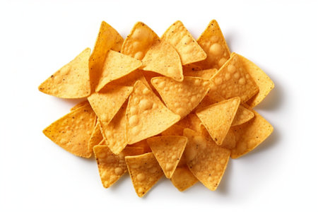 Straight Nacho Chips Standing at Bottom Center View Isolated on Transparent Background, AIの素材