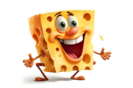 Cartoon character of Happy Cheeky Cheese on transparent background. AIの素材