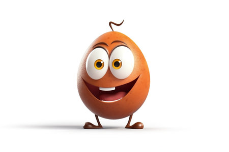 Cheerful Cartoon Egg Character on Transparent Background. AIの素材