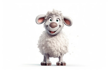 Cheerful Cartoon Lamb Character on Transparent Background. AIの素材
