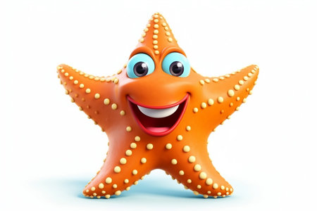 Cheerful Cartoon Starfish: Transparent Background, AIの素材