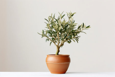 Olive Tree Plant in Terracotta Pot on Transparent Background. AIの素材