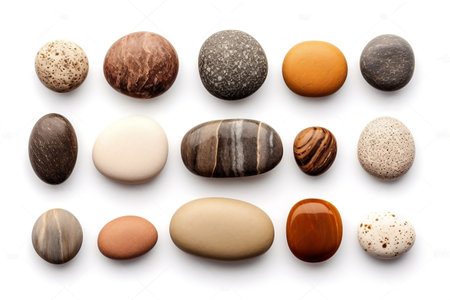 Round Pebble Stones Isolated on a Transparent Background. AIの素材