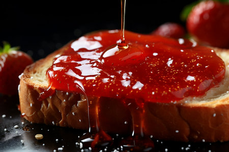Strawberry Jam on Toast with Melted Butter. AIの素材