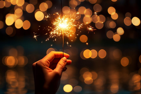 Captivating Sparkler Ignition: Intense Hand Close-up. AIの素材