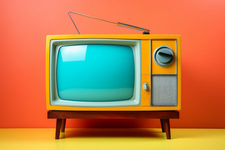 Vibrant Colors and Retro TV Illustration. AIの素材