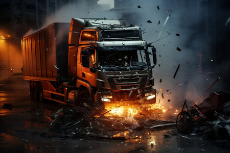 Realistic Photo of Truck Crash Damageの素材