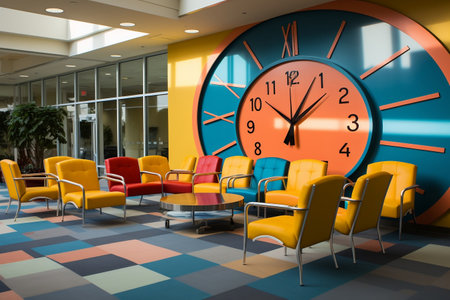 Vibrant Seating and Clock Embellish Waiting Areaの素材