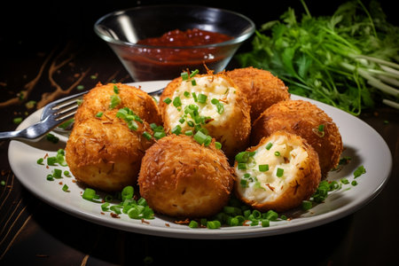 Delicious Chicken and Cheese Croquettes. AIの素材