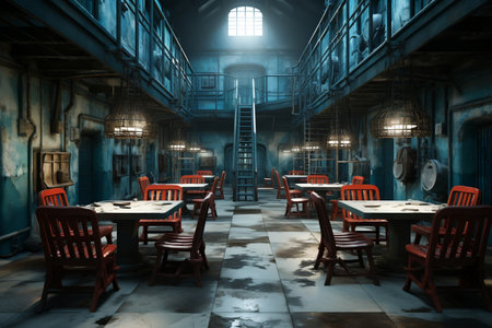 An Illustrated Indoor Space for Detention. AIの素材