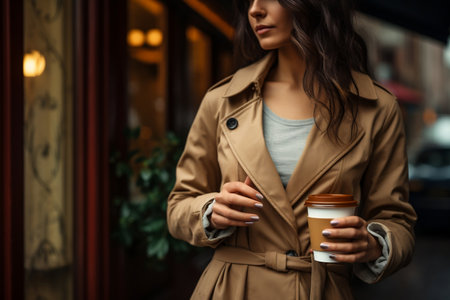 Close-Up of Woman Holding Coffee. AIの素材
