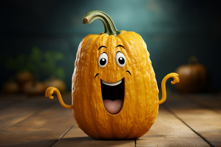 Adorable Butternut Squash Caricature Illustration. AIの素材