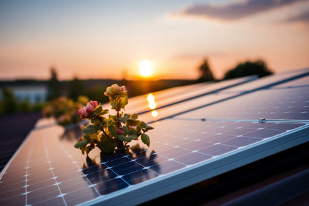 Modern House Roof with Solar Panels. AIの素材