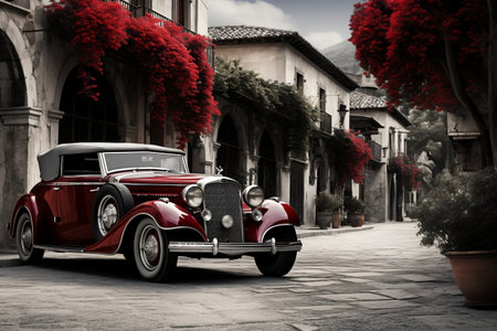 Black and White Retro Image with Color Key Effect. AIの素材
