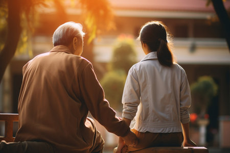 Empathetic Nurse Comforting Elderly Patient. AIの素材