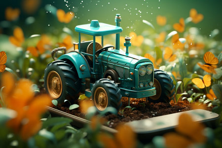 Smart Farming: Smartphone-Controlled Tractor for Efficient Online Company Management. AIの素材