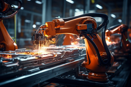 Smart Industrial Robots Enhancing Digital Factory Production: Robot Hands in Production Shops. AIの素材