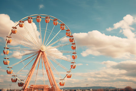 Ferris Wheel Against Cloudy Sky Background. AIの素材