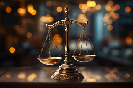 Symbol of Justice on Blurred Background: Judge Justice Concept. AIの素材