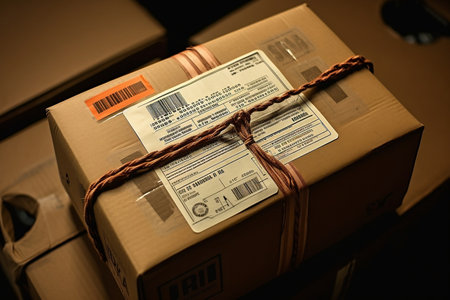 Label with data and barcode illustration - Parcel tracking conceptの素材