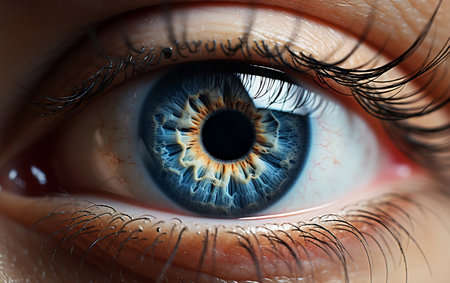 Beautiful Realistic Close-Up of a Human Blue Eye. AIの素材